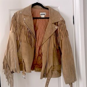 Vintage Contemporary Casuals 100% Leather Western Fringe Jacket